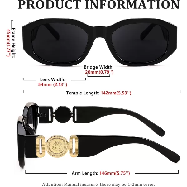 FEISEDY Retro Trendy Rectangle Sunglasses Women Men Vintage 90s Small Narrow Square Sunglasses B2322001 Black FrameGray Lens