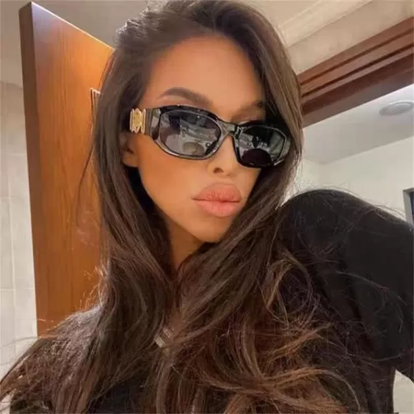 FEISEDY Retro Trendy Rectangle Sunglasses Women Men Vintage 90s Small Narrow Square Sunglasses B2322001 Black FrameGray Lens