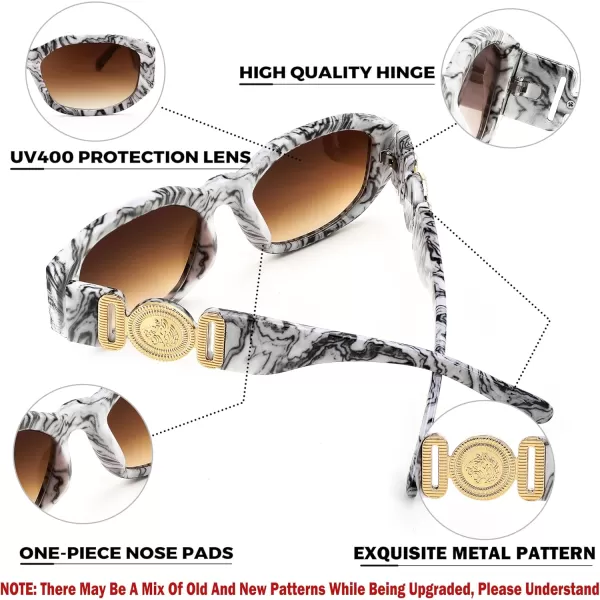 FEISEDY Retro Trendy Rectangle Sunglasses Women Men Vintage 90s Small Narrow Square Sunglasses B2322002 Black Pattern FrameGradient Tea Lens