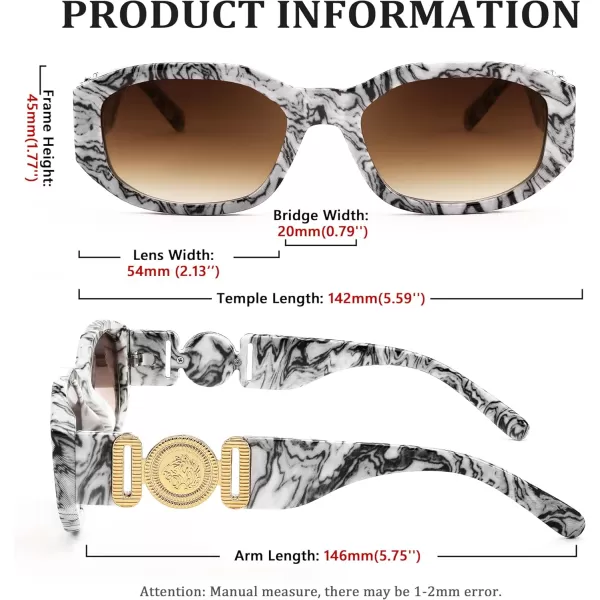 FEISEDY Retro Trendy Rectangle Sunglasses Women Men Vintage 90s Small Narrow Square Sunglasses B2322002 Black Pattern FrameGradient Tea Lens