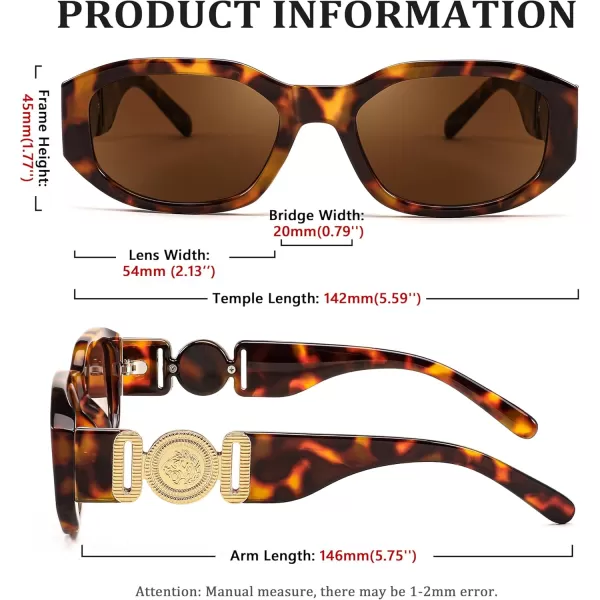 FEISEDY Retro Trendy Rectangle Sunglasses Women Men Vintage 90s Small Narrow Square Sunglasses B2322007 Leopard FrameBrown Lens