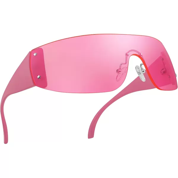 FEISEDY Rimless Wrap Around Y2K Sunglasses For Women Men Fashion Oversized Shield Frameless Sun Glasses B4119Pink
