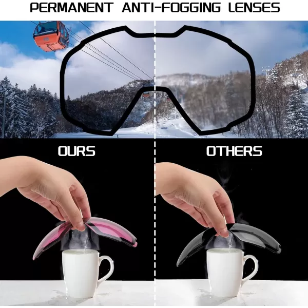 FEISEDY Ski Goggles OTG Snow Sport Goggles for Adult Youth AntiFog UV400 Protection Bendable DualLenses B2961Purple Silver Vlt 27