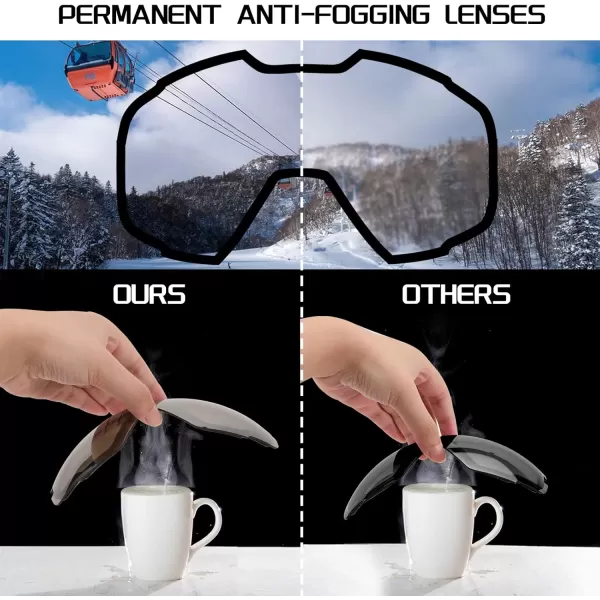 FEISEDY Ski Goggles OTG Snow Sport Goggles for Adult Youth AntiFog UV400 Protection Bendable DualLenses B2961Silver Vlt 12