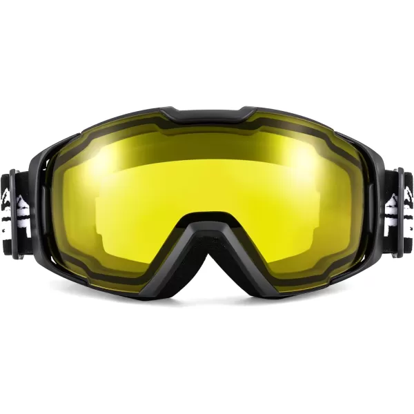 FEISEDY Ski Goggles OTG Snow Sport Goggles for Adult Youth AntiFog UV400 Protection Bendable DualLenses B2961Yellow Vlt 85