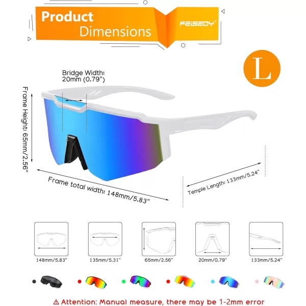 FEISEDY Sports Sunglasses for Men Women Cycling Fishing Mountain Bike Outdoor Glasses or Youth Teens B9128Black Frame  Mirror Blue