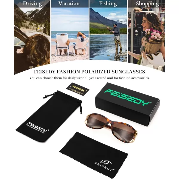 FEISEDY Trendy Polarized Y2K Sunglasses Wrap Around Butterfly Design Fashion Sunnies UV400 Protection B0078Leopard Frame  Gradual Tea Lens