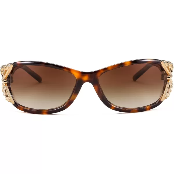 FEISEDY Trendy Polarized Y2K Sunglasses Wrap Around Butterfly Design Fashion Sunnies UV400 Protection B0078Leopard Frame  Gradual Tea Lens