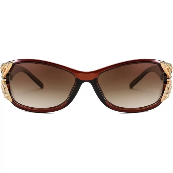 FEISEDY Trendy Polarized Y2K Sunglasses Wrap Around Butterfly Design Fashion Sunnies UV400 Protection B0078Tea Frame  Gradual Tea Lens