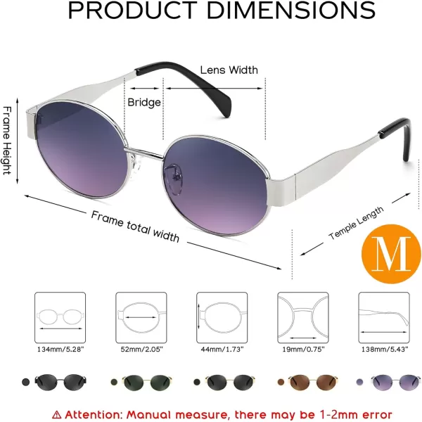 FEISEDY Trendy Retro Oval Sunglasses for Women Men Small Metal Frame Sun Glasses UV400 Shades B0124Slivergrey Pink