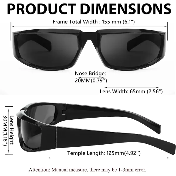 FEISEDY Wrap Around Trendy Sunglasses For Women Men Fashion Futuristic Mirror Shades Punk Sun Glasses B2970001 Black Grey Lens