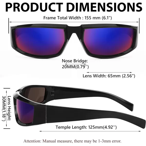 FEISEDY Wrap Around Trendy Sunglasses For Women Men Fashion Futuristic Mirror Shades Punk Sun Glasses B2970005 Black  Grey Lens