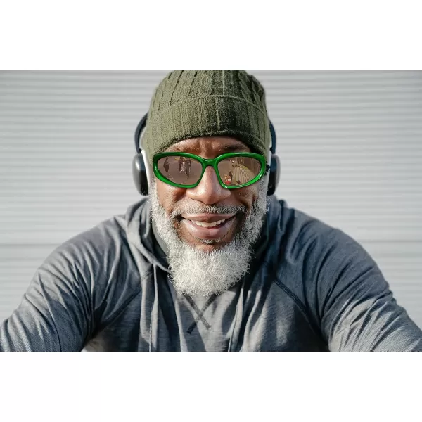 FEISEDY Y2K Futuristic Sunglasses Cool Oval Wrap Around 90s Visor Thick Frame Vintage for Men Women B2951Green Frame  Silver Lens