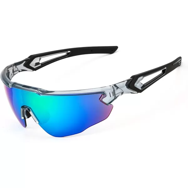FEISEDY Youth Sport Polarized Sunglasses for 816 Cycling Running Driving Baseball Goggles Glasses B0011001transparent GreyGreen Mirror