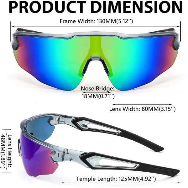 FEISEDY Youth Sport Polarized Sunglasses for 816 Cycling Running Driving Baseball Goggles Glasses B0011001transparent GreyGreen Mirror