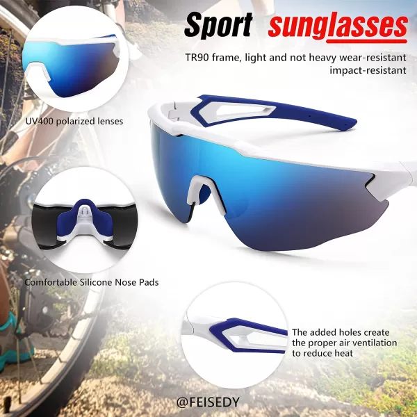 FEISEDY Youth Sport Polarized Sunglasses for 816 Cycling Running Driving Baseball Goggles Glasses B0011002whiteBlue Mirror