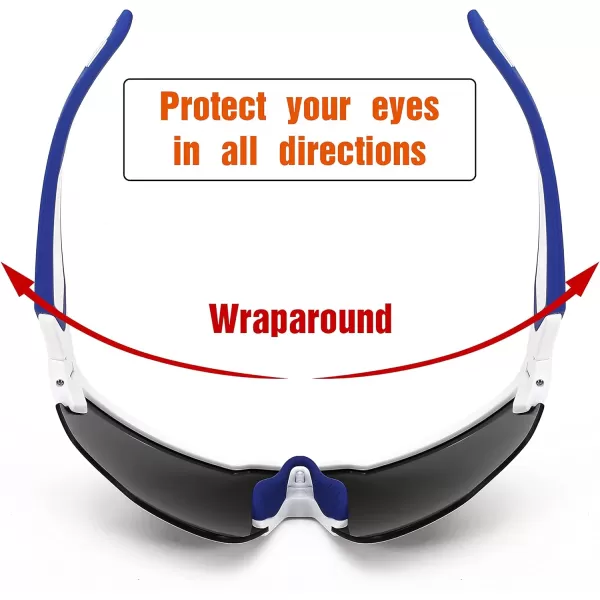 FEISEDY Youth Sport Polarized Sunglasses for 816 Cycling Running Driving Baseball Goggles Glasses B0011002whiteBlue Mirror