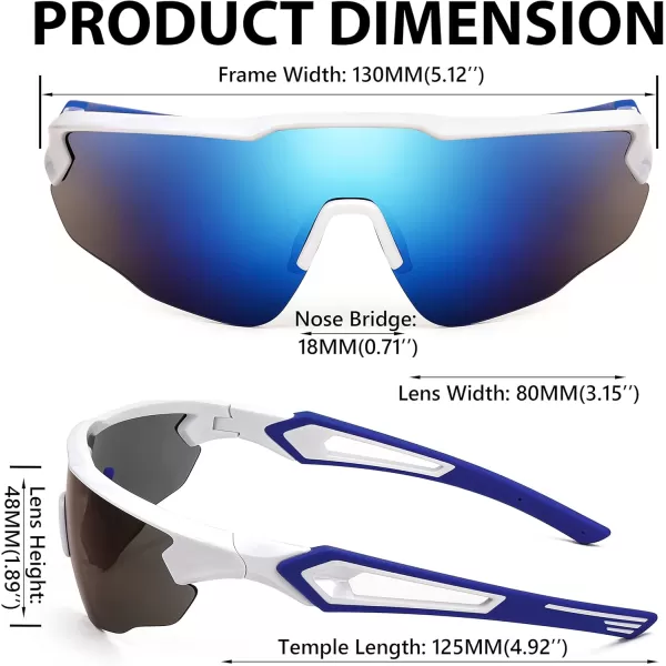 FEISEDY Youth Sport Polarized Sunglasses for 816 Cycling Running Driving Baseball Goggles Glasses B0011002whiteBlue Mirror