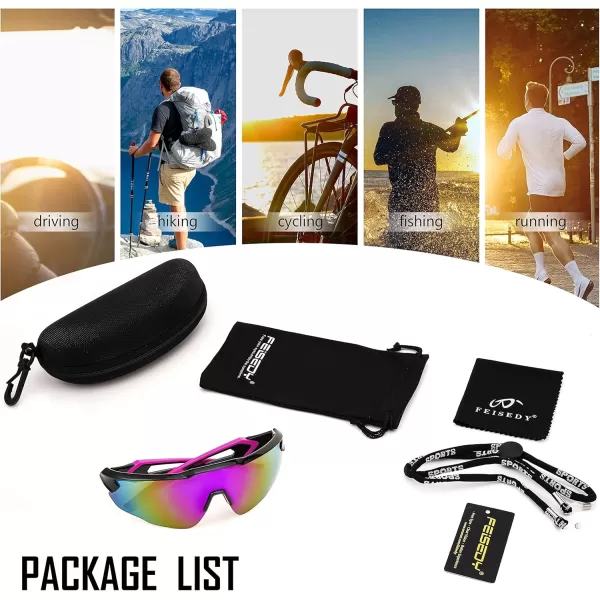 FEISEDY Youth Sport Polarized Sunglasses for 816 Cycling Running Driving Baseball Goggles Glasses B0011004blackPurple Mirror