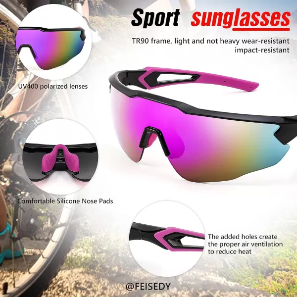 FEISEDY Youth Sport Polarized Sunglasses for 816 Cycling Running Driving Baseball Goggles Glasses B0011004blackPurple Mirror