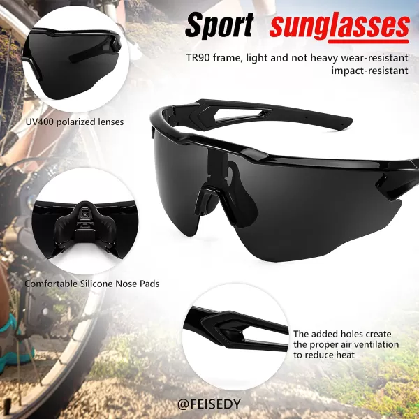 FEISEDY Youth Sport Polarized Sunglasses for 816 Cycling Running Driving Baseball Goggles Glasses B0011005blackGrey