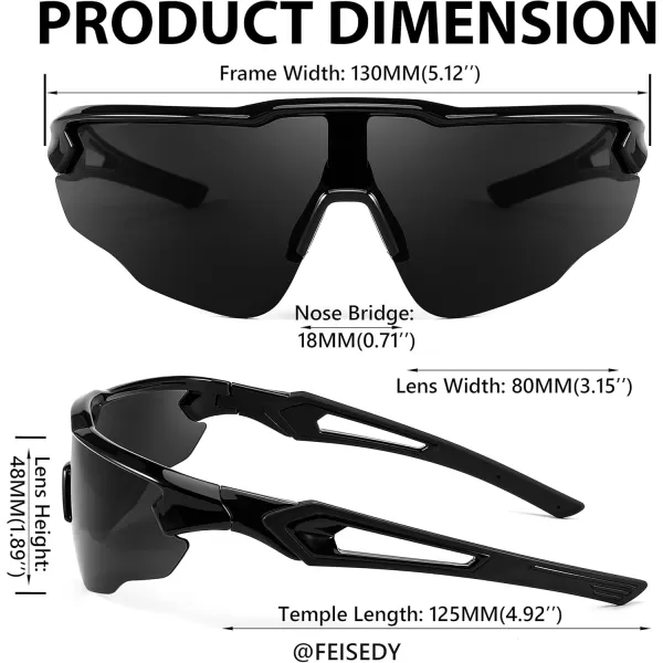 FEISEDY Youth Sport Polarized Sunglasses for 816 Cycling Running Driving Baseball Goggles Glasses B0011005blackGrey