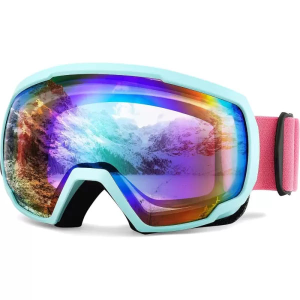 FEISEDY Goggles OTG  Over Glasses MotorcycleSkiSnowmobile Goggles for Men Women ampamp Youth  100 UV Protection B2960Revogreen Vlt 43