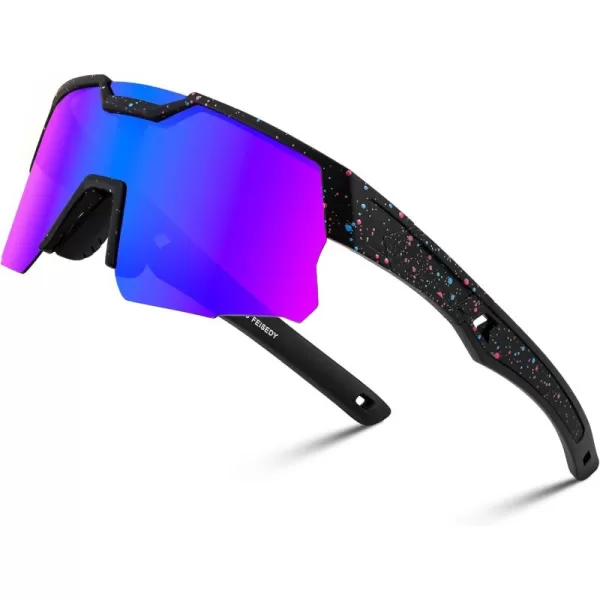 FEISEDY Kids Sunglasses Polarized Youth Baseball Sunglasses Sports Cycling Glasses UV400 for Boys Girls Age 814 B0093Black Frame Blue Mirrored Lens