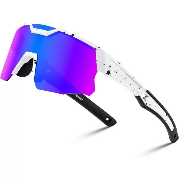 FEISEDY Kids Sunglasses Polarized Youth Baseball Sunglasses Sports Cycling Glasses UV400 for Boys Girls Age 814 B0093White Frame Blue Mirrored Lens