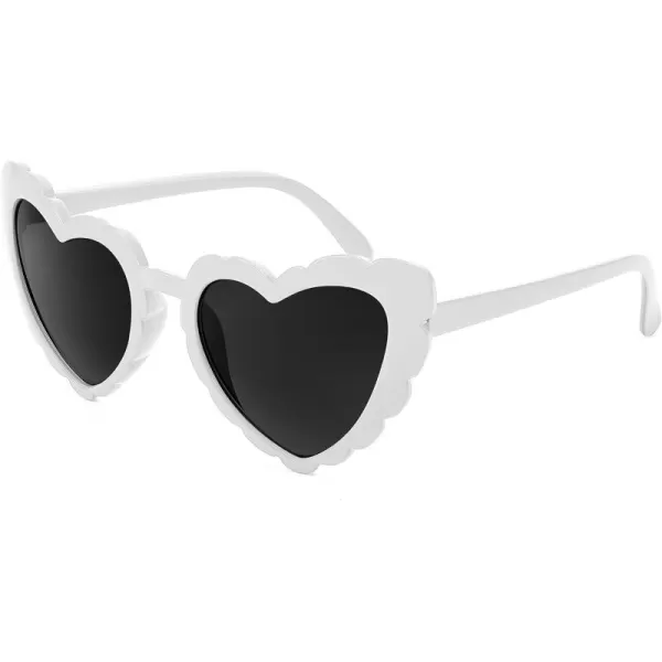 FEISEDY Love Heart Shaped Sunglasses for Women Trendy Retro Cat Eye Mod Style Stylish Glasses B2336004 White Grey Lens