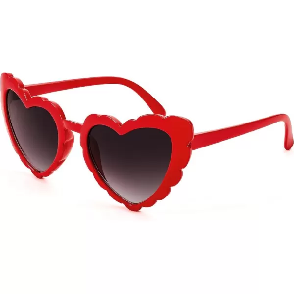 FEISEDY Love Heart Shaped Sunglasses for Women Trendy Retro Cat Eye Mod Style Stylish Glasses B2336005 Red  Gradient Grey Lens