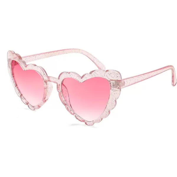 FEISEDY Love Heart Shaped Sunglasses for Women Trendy Retro Cat Eye Mod Style Stylish Glasses B2336006 Silverflash  Gradient Pink Lens