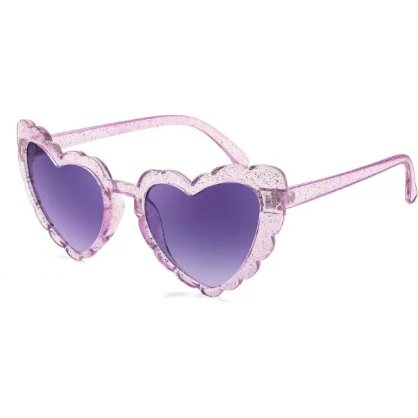 FEISEDY Love Heart Shaped Sunglasses for Women Trendy Retro Cat Eye Mod Style Stylish Glasses B2336007 Silverflash  Gradient Purple Lens