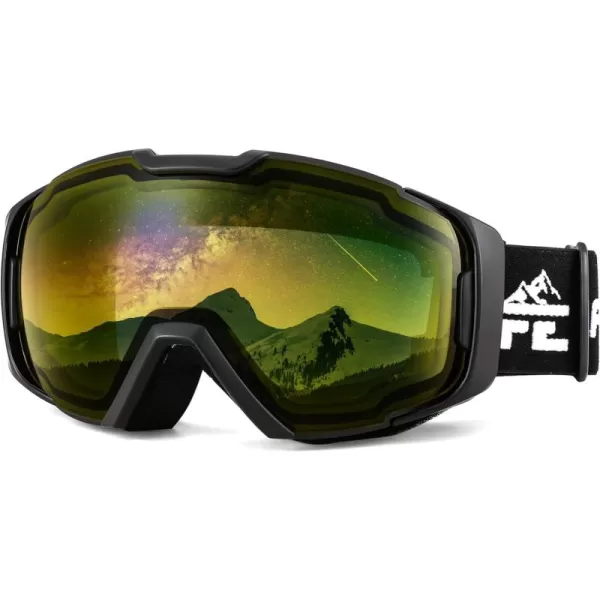 FEISEDY Ski Goggles OTG Snow Sport Goggles for Adult Youth AntiFog UV400 Protection Bendable DualLenses B2961Yellow Vlt 85
