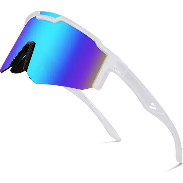 FEISEDY Sports Sunglasses for Men Women Cycling Fishing Mountain Bike Outdoor Glasses or Youth Teens B9128Black Frame  Mirror Blue