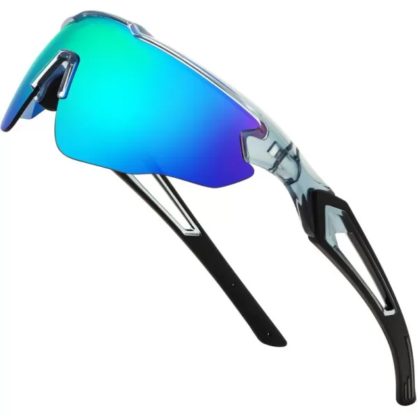 FEISEDY Youth Sport Polarized Sunglasses for 816 Cycling Running Driving Baseball Goggles Glasses B0011001transparent GreyGreen Mirror