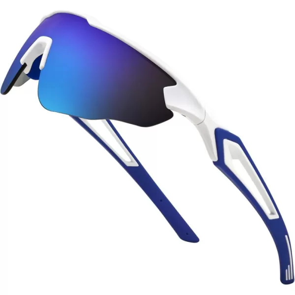 FEISEDY Youth Sport Polarized Sunglasses for 816 Cycling Running Driving Baseball Goggles Glasses B0011002whiteBlue Mirror