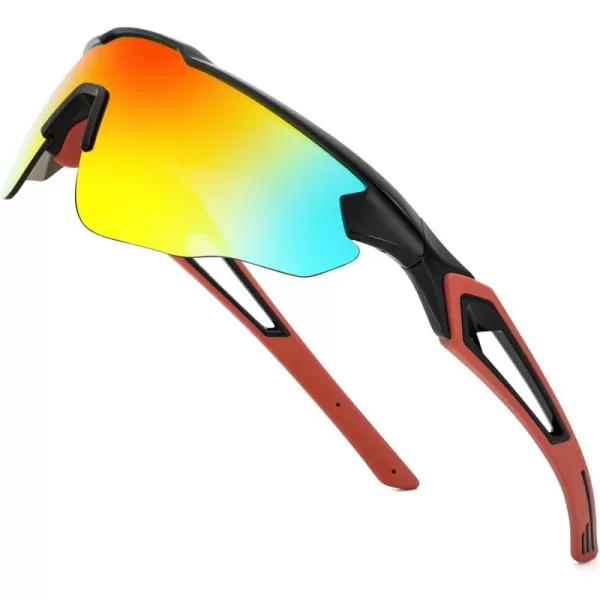 FEISEDY Youth Sport Polarized Sunglasses for 816 Cycling Running Driving Baseball Goggles Glasses B0011003blackRed Mirror