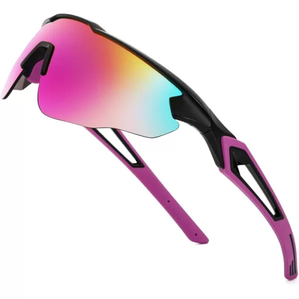 FEISEDY Youth Sport Polarized Sunglasses for 816 Cycling Running Driving Baseball Goggles Glasses B0011004blackPurple Mirror