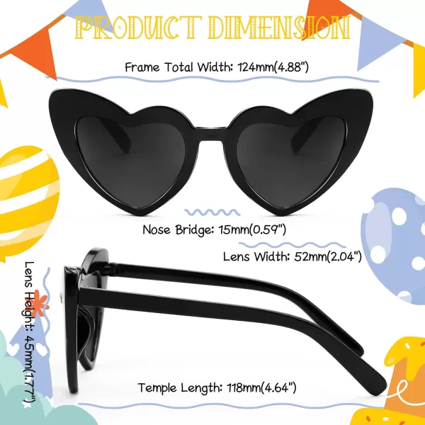 FEISEDY 2 Pack Vintage Kids Heart Sunglasses Girls Toddler De Sol Gafas Beach Party Holiday Sun Glasses Age 310 B2903Black