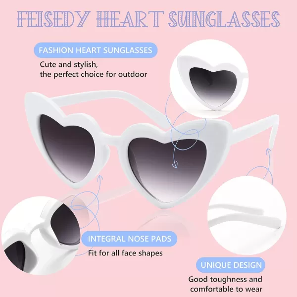 FEISEDY 2 Pack Vintage Kids Heart Sunglasses Girls Toddler De Sol Gafas Beach Party Holiday Sun Glasses Age 310 B2903Blackwhite
