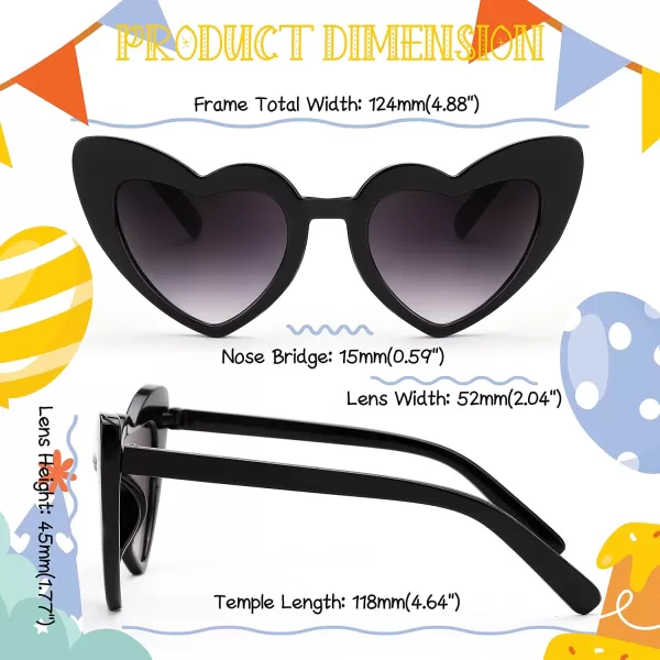 FEISEDY 2 Pack Vintage Kids Heart Sunglasses Girls Toddler De Sol Gafas Beach Party Holiday Sun Glasses Age 310 B2903Blackwhite