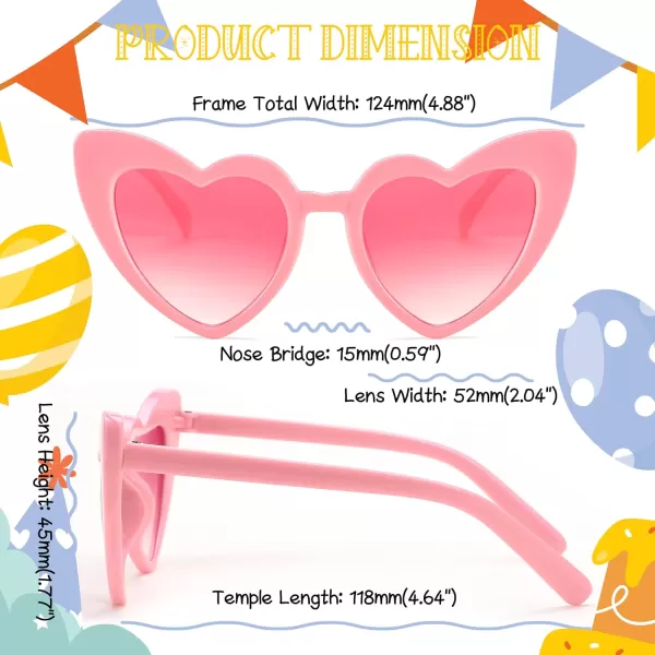 FEISEDY 2 Pack Vintage Kids Heart Sunglasses Girls Toddler De Sol Gafas Beach Party Holiday Sun Glasses Age 310 B2903Pink