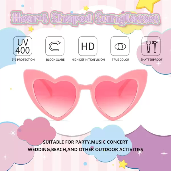 FEISEDY 2 Pack Vintage Kids Heart Sunglasses Girls Toddler De Sol Gafas Beach Party Holiday Sun Glasses Age 310 B2903Pink