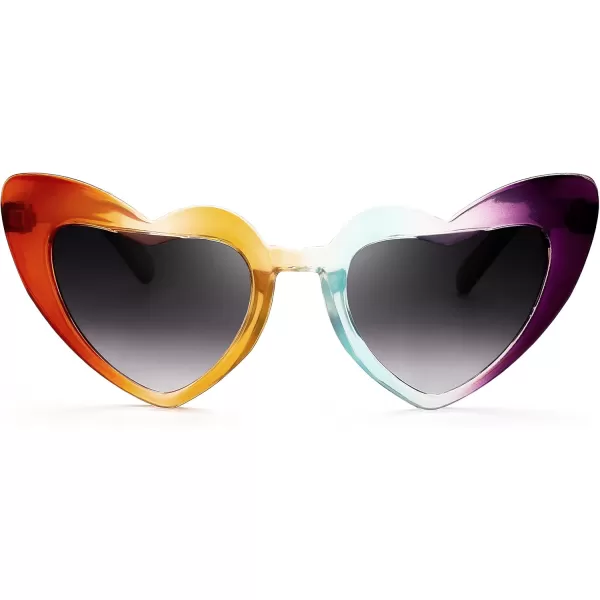 FEISEDY 2 Pack Vintage Kids Heart Sunglasses Girls Toddler De Sol Gafas Beach Party Holiday Sun Glasses Age 310 B2903Purplerainbow