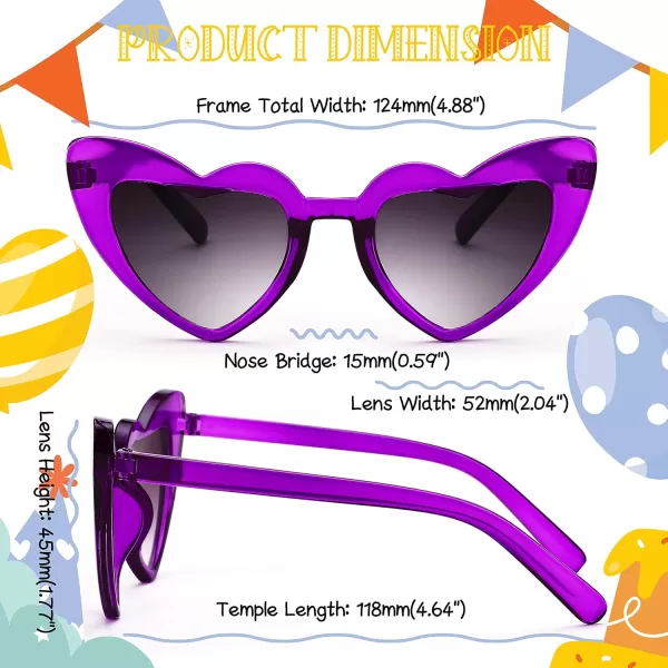 FEISEDY 2 Pack Vintage Kids Heart Sunglasses Girls Toddler De Sol Gafas Beach Party Holiday Sun Glasses Age 310 B2903Purplerainbow