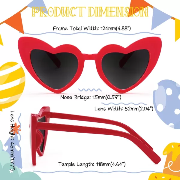 FEISEDY 2 Pack Vintage Kids Heart Sunglasses Girls Toddler De Sol Gafas Beach Party Holiday Sun Glasses Age 310 B2903Red