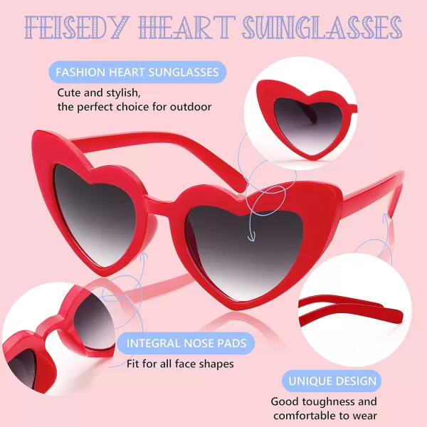 FEISEDY 2 Pack Vintage Kids Heart Sunglasses Girls Toddler De Sol Gafas Beach Party Holiday Sun Glasses Age 310 B2903Redleopard