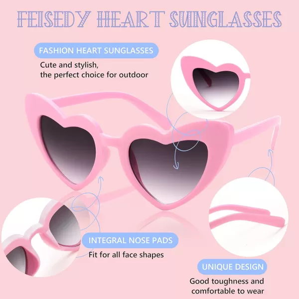 FEISEDY 2 Pack Vintage Kids Heart Sunglasses Girls Toddler De Sol Gafas Beach Party Holiday Sun Glasses Age 310 B2903Redpink
