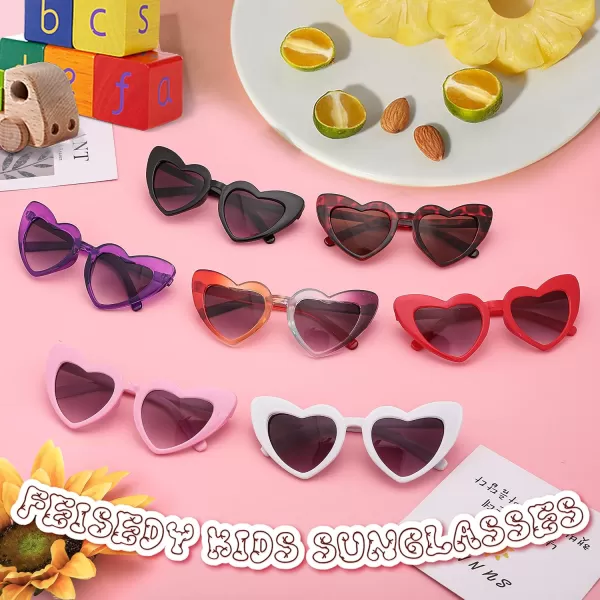 FEISEDY 2 Pack Vintage Kids Heart Sunglasses Girls Toddler De Sol Gafas Beach Party Holiday Sun Glasses Age 310 B2903Redpink